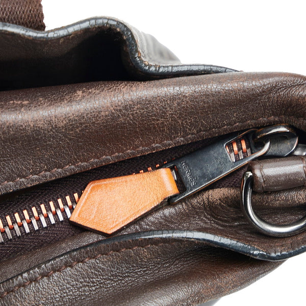 エルメス キャラバン ホリゾンタルPM ハンドバッグ ショルダーバッグ 2WAY ブラウン レザー レディース HERMES 【中古】