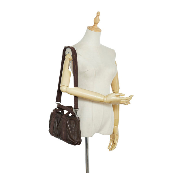 エルメス キャラバン ホリゾンタルPM ハンドバッグ ショルダーバッグ 2WAY ブラウン レザー レディース HERMES 【中古】