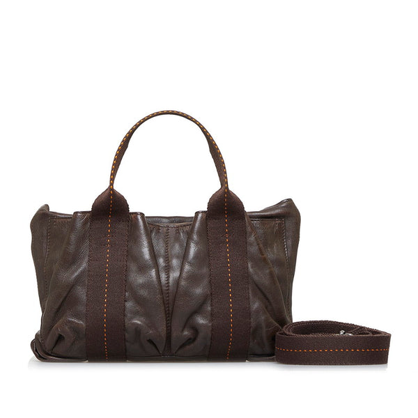 エルメス キャラバン ホリゾンタルPM ハンドバッグ ショルダーバッグ 2WAY ブラウン レザー レディース HERMES 【中古】