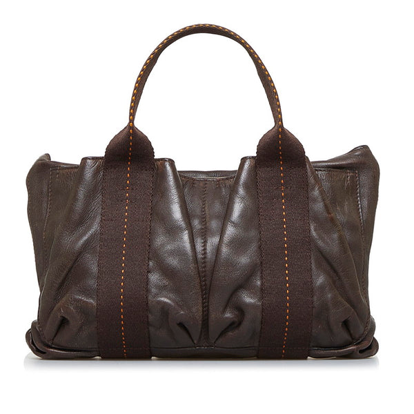 エルメス キャラバン ホリゾンタルPM ハンドバッグ ショルダーバッグ 2WAY ブラウン レザー レディース HERMES 【中古】