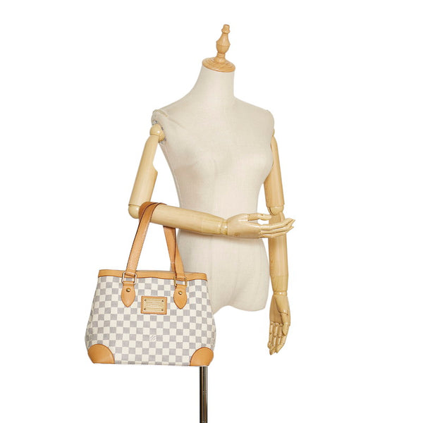 ルイ ヴィトン ダミエ アズール ハムステッドPM ハンドバッグ トートバッグ N51207 ホワイト PVC レザー レディース LOUIS VUITTON 【中古】