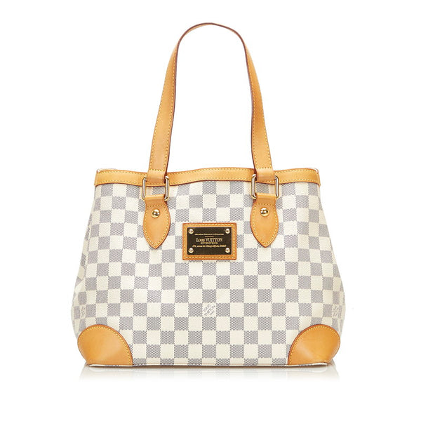 ルイ ヴィトン ダミエ アズール ハムステッドPM ハンドバッグ トートバッグ N51207 ホワイト PVC レザー レディース LOUIS VUITTON 【中古】