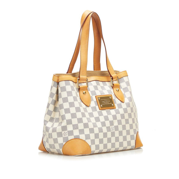 ルイ ヴィトン ダミエ アズール ハムステッドPM ハンドバッグ トートバッグ N51207 ホワイト PVC レザー レディース LOUIS VUITTON 【中古】