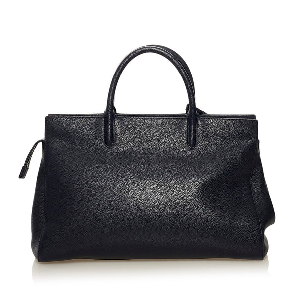 サンローラン カバリヴゴーシュ ハンドバッグ ショルダーバッグ 2WAY ネイビー レザー レディース SAINT LAURENT 【中古】