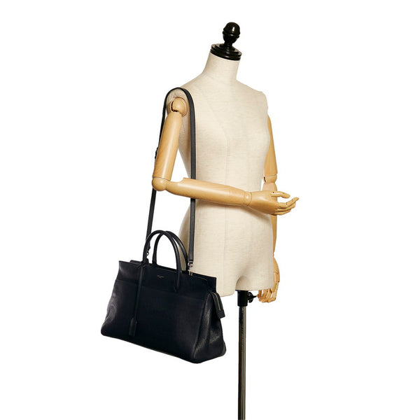 サンローラン カバリヴゴーシュ ハンドバッグ ショルダーバッグ 2WAY ネイビー レザー レディース SAINT LAURENT 【中古】