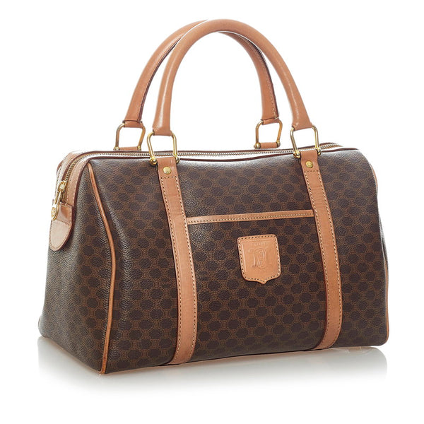 セリーヌ マカダム ハンドバッグ ミニボストンバッグ ブラウン PVC レザー レディース CELINE 【中古】