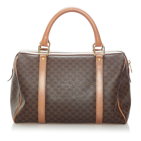 セリーヌ マカダム ハンドバッグ ミニボストンバッグ ブラウン PVC レザー レディース CELINE 【中古】