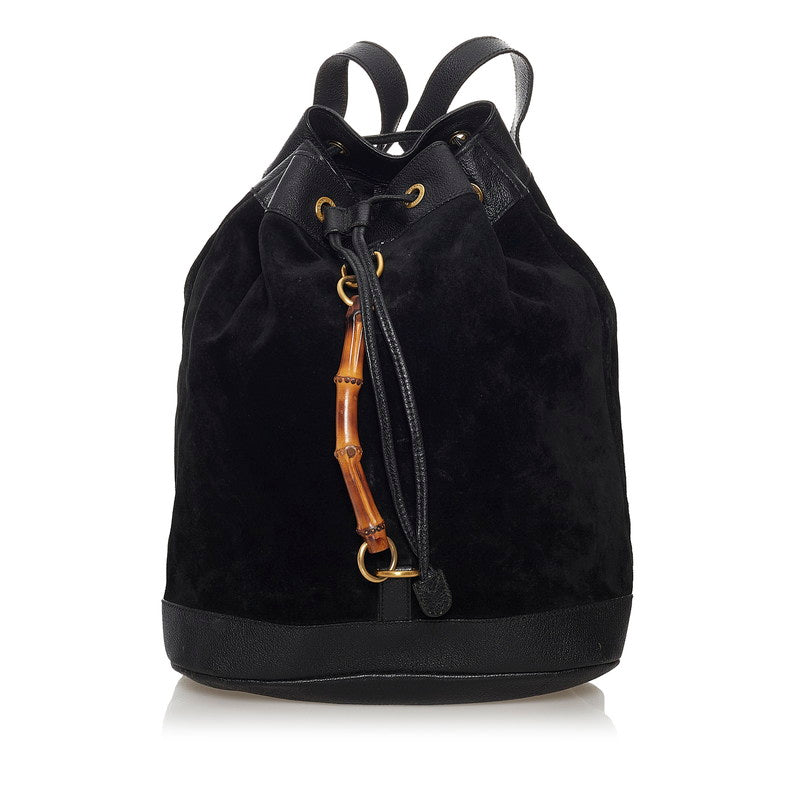 グッチ バンブー リュック・デイパック 003 2855 ブラック スウェード レザー レディース GUCCI 【中古】