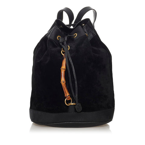 グッチ バンブー リュック・デイパック 003 2855 ブラック スウェード レザー レディース GUCCI 【中古】