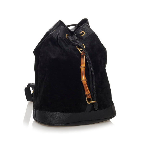 グッチ バンブー リュック・デイパック 003 2855 ブラック スウェード レザー レディース GUCCI 【中古】