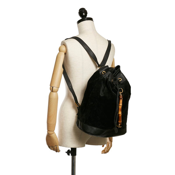 グッチ バンブー リュック・デイパック 003 2855 ブラック スウェード レザー レディース GUCCI 【中古】
