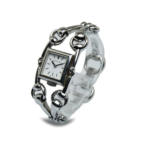 グッチ シニョーリア 腕時計 116.5 クオーツ シェル文字盤 ステンレススチール レディース GUCCI 【中古】