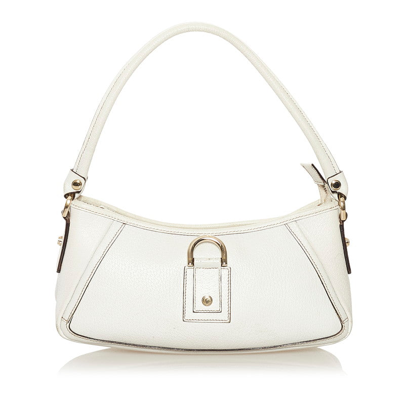 グッチ アビー ワンショルダーバッグ ハンドバッグ 130939 ホワイト ゴールド レザー レディース GUCCI 【中古】