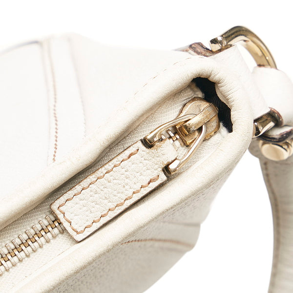 グッチ アビー ワンショルダーバッグ ハンドバッグ 130939 ホワイト ゴールド レザー レディース GUCCI 【中古】