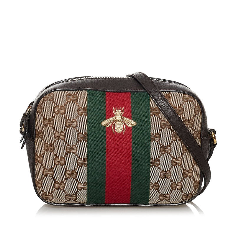 グッチ GGキャンバス ウェブビー 412008 ベージュ ブラウン キャンバス レザー 斜めがけ ショルダー レディース GUCCI 【中古】