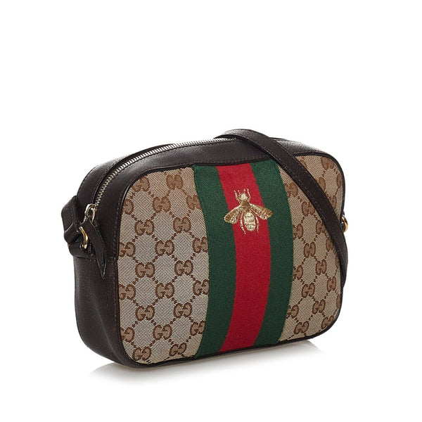 グッチ GGキャンバス ウェブビー 412008 ベージュ ブラウン キャンバス レザー 斜めがけ ショルダー レディース GUCCI 【中古】