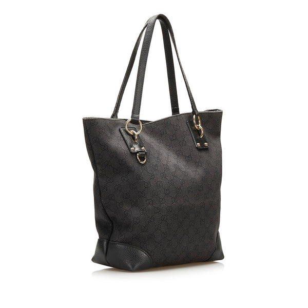 グッチ GGキャンバス トートバッグ ショルダーバッグ 353706 ブラック キャンバス レザー レディース GUCCI 【中古】