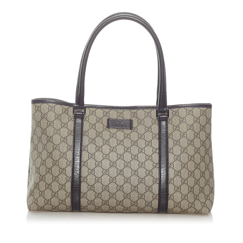 グッチ GGスプリーム トートバッグ 114595 ベージュ ブラウン PVC レザー レディース GUCCI 【中古】