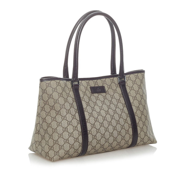 グッチ GGスプリーム トートバッグ 114595 ベージュ ブラウン PVC レザー レディース GUCCI 【中古】