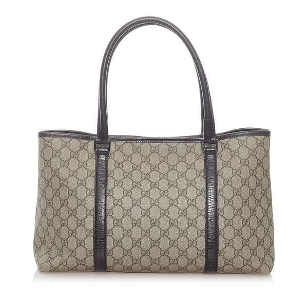 グッチ GGスプリーム トートバッグ 114595 ベージュ ブラウン PVC レザー レディース GUCCI 【中古】