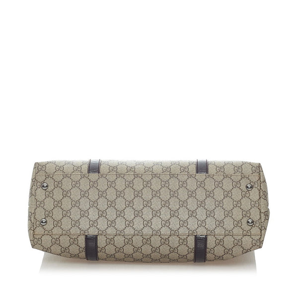 グッチ GGスプリーム トートバッグ 114595 ベージュ ブラウン PVC レザー レディース GUCCI 【中古】