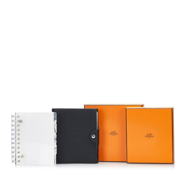 エルメス ユリスPM 手帳カバー ノートカバー レフィル付属 ブラック トゴ レディース HERMES 【中古】