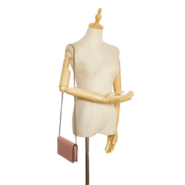 グッチ インターロッキングG チェーンウォレット 長財布 2WAY 466506 ピンク レザー レディース GUCCI 【中古】