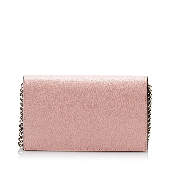 グッチ インターロッキングG チェーンウォレット 長財布 2WAY 466506 ピンク レザー レディース GUCCI 【中古】