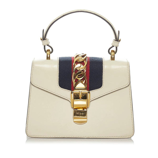 グッチ シルヴィ 470270 ホワイト レザー ハンドバッグ ショルダーバッグ 2WAY レディース GUCCI 【中古】