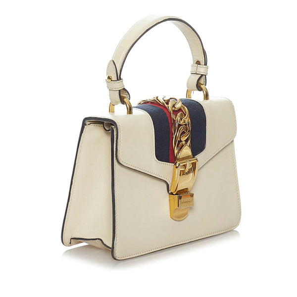 グッチ シルヴィ 470270 ホワイト レザー ハンドバッグ ショルダーバッグ 2WAY レディース GUCCI 【中古】