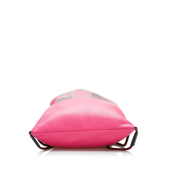 グッチ ドローストリング ミニ ロゴ ナップサック リュック 523586 ピンク レザー レディース GUCCI 【中古】