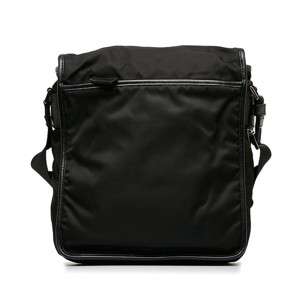 プラダ サフィアーノ 三角ロゴプレート 斜め掛け ショルダーバッグ  ブラック ナイロン レザー レディース PRADA 【中古】