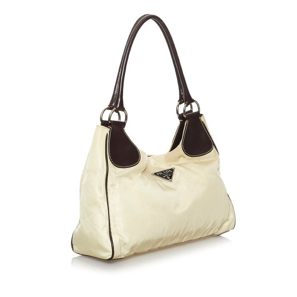 プラダ ベージュ ブラウン ナイロン レザー ショルダーバッグ レディース PRADA 【中古】