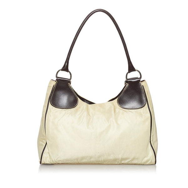 プラダ ベージュ ブラウン ナイロン レザー ショルダーバッグ レディース PRADA 【中古】