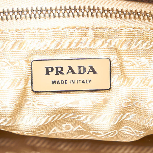 プラダ ベージュ ブラウン ナイロン レザー ショルダーバッグ レディース PRADA 【中古】