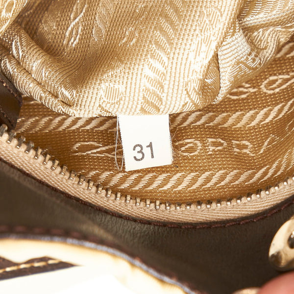 プラダ ベージュ ブラウン ナイロン レザー ショルダーバッグ レディース PRADA 【中古】