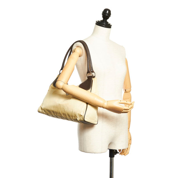 プラダ ベージュ ブラウン ナイロン レザー ショルダーバッグ レディース PRADA 【中古】