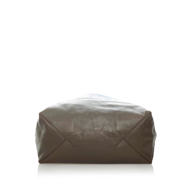セリーヌ ホリゾンタルカバ トートバッグ ブルー ブラウン レザー レディース CELINE 【中古】