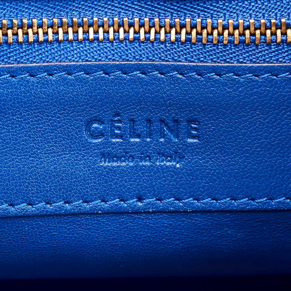 セリーヌ ホリゾンタルカバ トートバッグ ブルー ブラウン レザー レディース CELINE 【中古】
