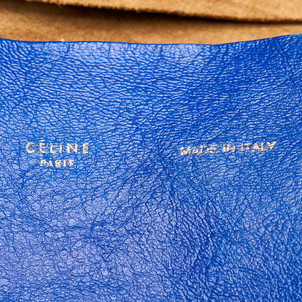 セリーヌ ホリゾンタルカバ トートバッグ ブルー ブラウン レザー レディース CELINE 【中古】