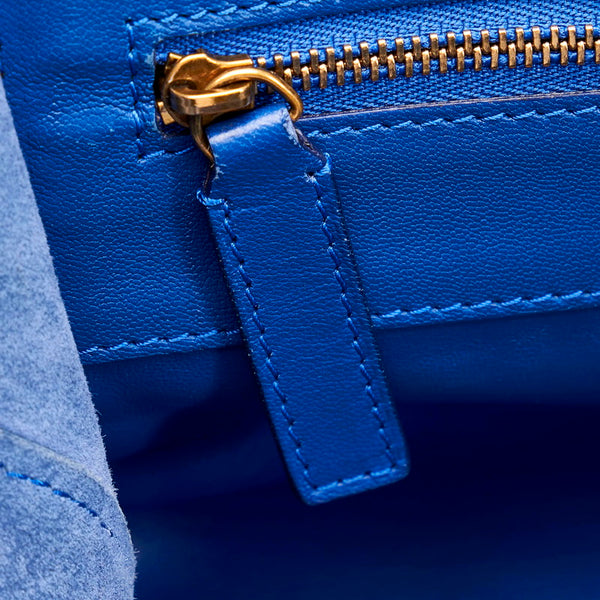 セリーヌ ホリゾンタルカバ トートバッグ ブルー ブラウン レザー レディース CELINE 【中古】
