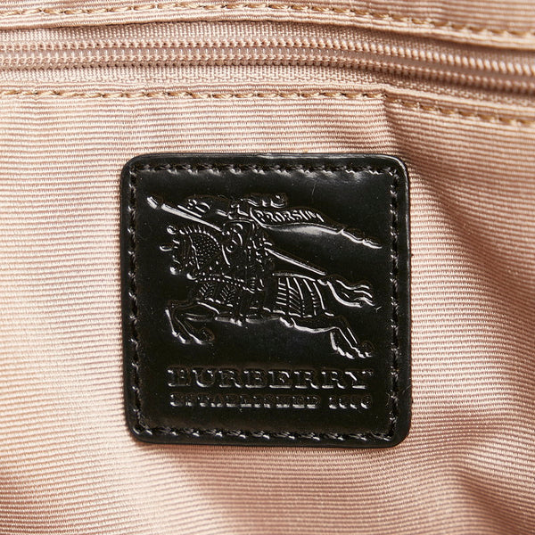 バーバリー ノバチェック トートバッグ ピンクベージュ PVC レザー レディース BURBERRY 【中古】