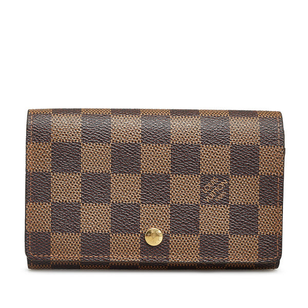 ルイ ヴィトン ダミエ ポルトフォイユ トレゾール 二つ折り財布 N61730 ブラウン PVC レザー レディース LOUIS VUITTON 【中古】