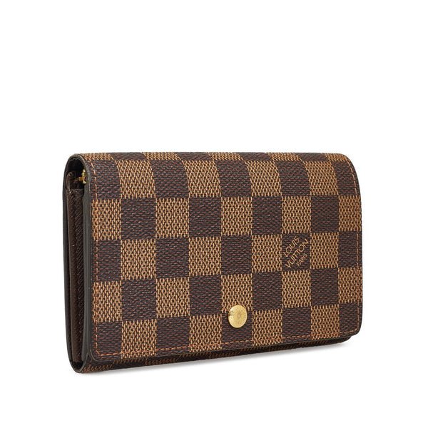 ルイ ヴィトン ダミエ ポルトフォイユ トレゾール 二つ折り財布 N61730 ブラウン PVC レザー レディース LOUIS VUITTON 【中古】