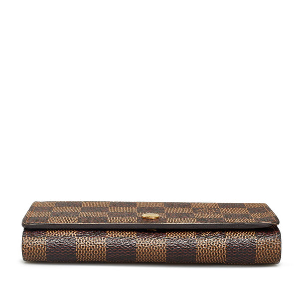 ルイ ヴィトン ダミエ ポルトフォイユ トレゾール 二つ折り財布 N61730 ブラウン PVC レザー レディース LOUIS VUITTON 【中古】