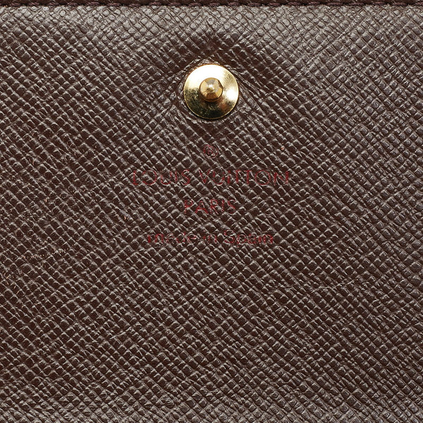 ルイ ヴィトン ダミエ ポルトフォイユ トレゾール 二つ折り財布 N61730 ブラウン PVC レザー レディース LOUIS VUITTON 【中古】