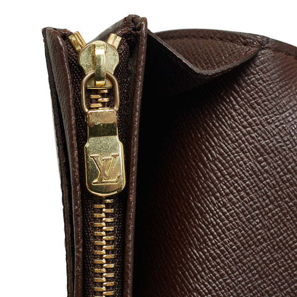 ルイ ヴィトン ダミエ ポルトフォイユ トレゾール 二つ折り財布 N61730 ブラウン PVC レザー レディース LOUIS VUITTON 【中古】