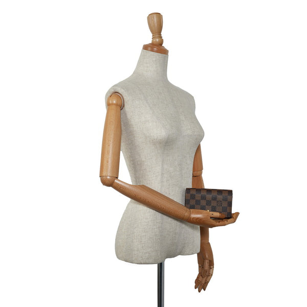 ルイ ヴィトン ダミエ ポルトフォイユ トレゾール 二つ折り財布 N61730 ブラウン PVC レザー レディース LOUIS VUITTON 【中古】