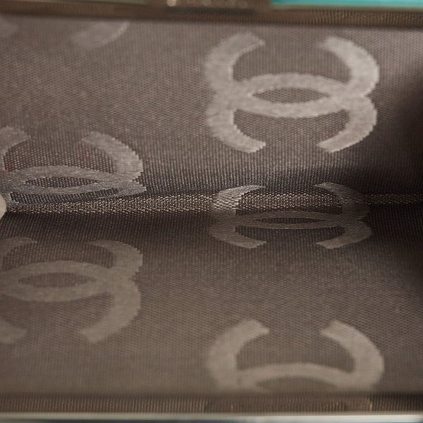 シャネル カンボンライン 二つ折り財布 ターコイズブルー レザー レディース CHANEL 【中古】