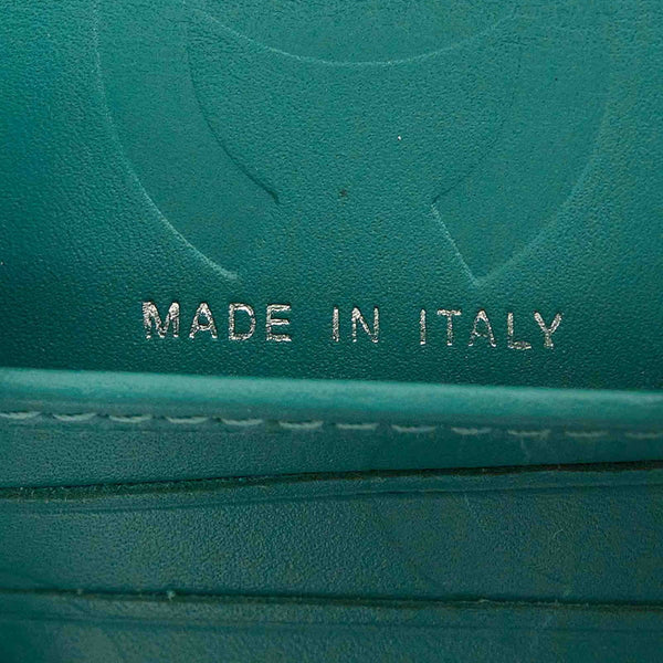 シャネル カンボンライン 二つ折り財布 ターコイズブルー レザー レディース CHANEL 【中古】